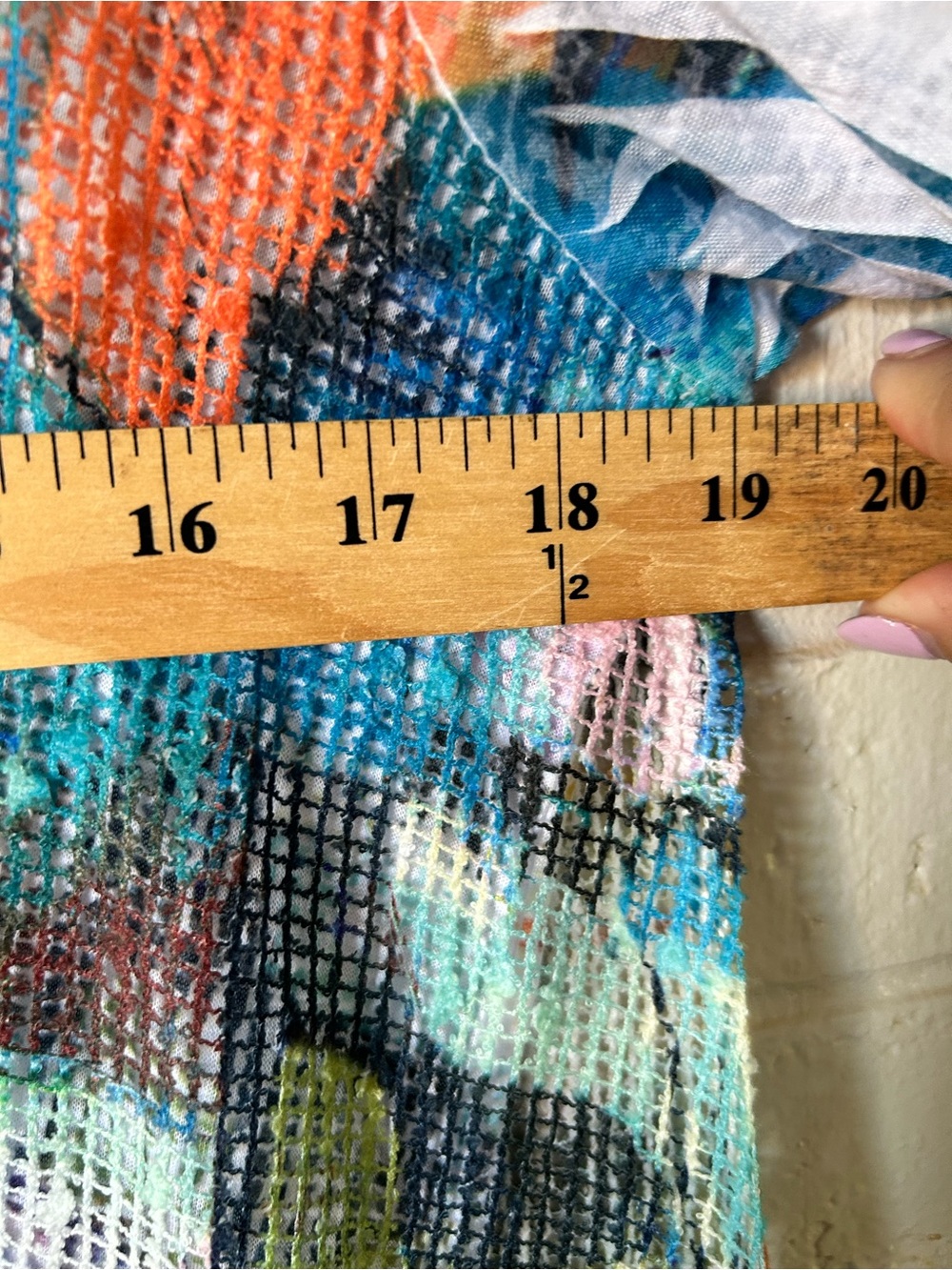Jess & Jane Ocean Park Mesh Overlay‎ Tunic Top Large Artsy Abstract Made In USA - Picture 6 of 8
